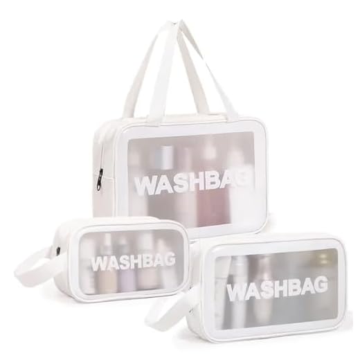 Kit de 3 Necessaire Viagem Organizador Transparente Para Maquiagem Cosméticos Bolsa Impermeável Versátil Leve e Fácil de Limpar (BRANCO)