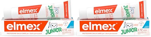 Elmex - Dentifricio Junior 75ml (Consegna in 48 Ore), Dentifricio per i Denti Permanenti dei bambini, Protezione contro la Carie dei Bambini, Formula Avanzata per Bambini (Confezione da 2)