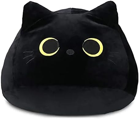 YOMOTREE Cat Stuffed Animal Toy Pillow, Soft Plush Pillow, Black Cat Plush Toy, Gifts for Boys Girls Kids (50cm/19.6in)