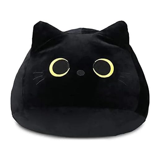 YOMOTREE Cat Stuffed Animal Toy Pillow, Soft Plush Pillow, Black Cat Plush Toy, Gifts for Boys Girls Kids (20cm/7.8in)