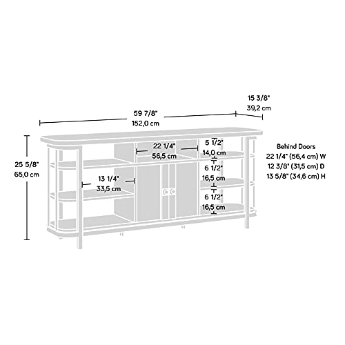 Sauder Station House Tv Credenza, L: 59.84" X W: 15.43" X H: 25.59", Eteched Oak Finish #TOP3