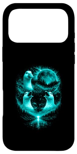 Funny 3 Howling Silly Goose At The Ice Blue Full Moon �����Y �X�}�z�P�[�X iPhone 17 Pro Max �p