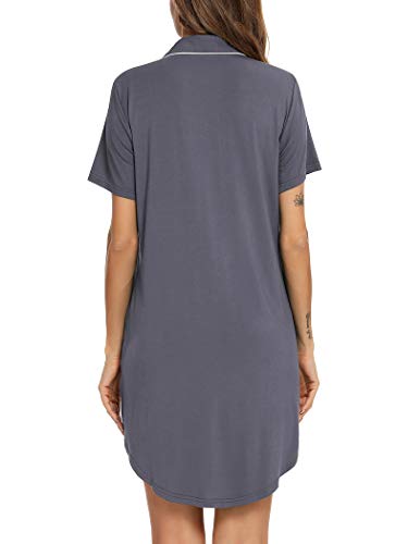 Image of Pjmlifecoco Nightgown for Women Button Down Sleepshirt Short /Long Sleeve Nightdress Soft Modal Sleepwear S-XXL