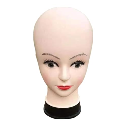Sharplace Tête de Mannequin chauve femme, formation en cosmétologie, tête de Mannequin, maquillage, visage pour perruque, lunettes, chapeau, coiffure
