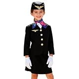 KAKALVER Stewardess Costume Set for Girls Flight Attendant Costume for Kids’ 100 Days of School Halloween Party Dress Up