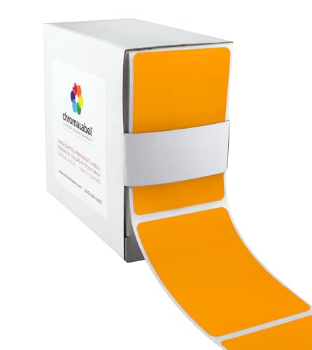 ChromaLabel 2 x 3 inch Permanent Color Code Rectangle Labels, 250 Labels per Dispenser Box, Fluorescent Orange