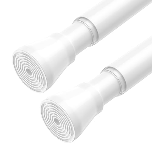 Image of AIZESI 2 Pack Tension Curtain Rod for Windows 45 to 77 Inch, Adjustable Expandable Spring Curtain Rods No Drilling, Non Slip Curtain Rod for Bedroom Doorway Closet, White