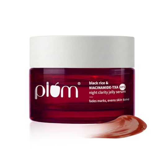 Image of Plum Black Rice & Niacinamide-TXA 10% Night Clarity Jelly Serum | visibly reduce dark spots, stubborn acne marks, and improve overall skin clarity| 25g