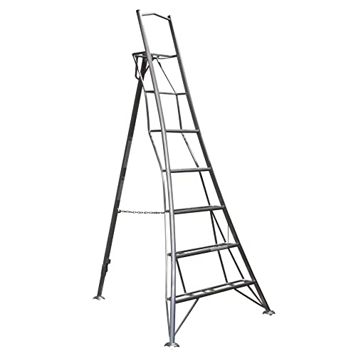 Escalera trípode de una Pata Garden Master® con Plataforma Ajustable | Escalera de jardín | Clips de Bloqueo automático | Patas Antideslizantes | 150 kg | Certificación EN131 | 5 peldaños | 2,4 m