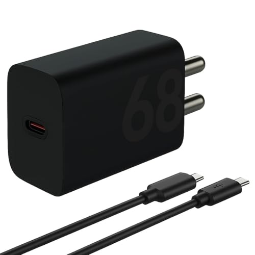 Image of Motorola 68W TurboPower Original Fast Charging Combo with Adapter & USB-C Cable Compatible with Motorola Edge 40, Edge 30 Pro, Edge 20, Moto G82, G71, G60, G40 Fusion & Other Models