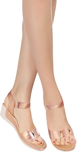 Image of Action Women's Platform Sandals| Block Heel| Glitter Embellished| Ankle Strap Bronze