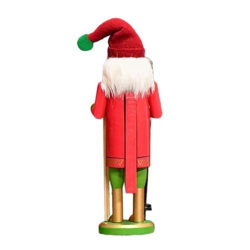 Asukohu Schiaccianoci vibrante da 30 cm con design pupazzo di neve in legno di noci cracker per casa stagionale o ufficio espositore statuetta artigianale in legno