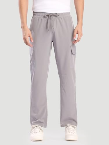 Image of BENE KLEED Men's Solid Polyester Cargo Trousers | Classic Style | Full Length | Straight Fit