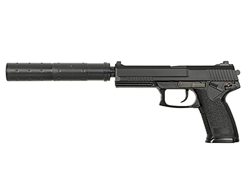 Pistola Airsoft GNB Gas no blowback MK23 Socom STTI ST23 Negra balines 6 mm Potencia 1 Julio réplica Escala 1:1. Incluye silenciador Dummy