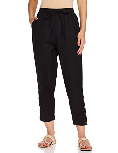 Image of Max Women Solid Woven Cropped Regular Fit Pants