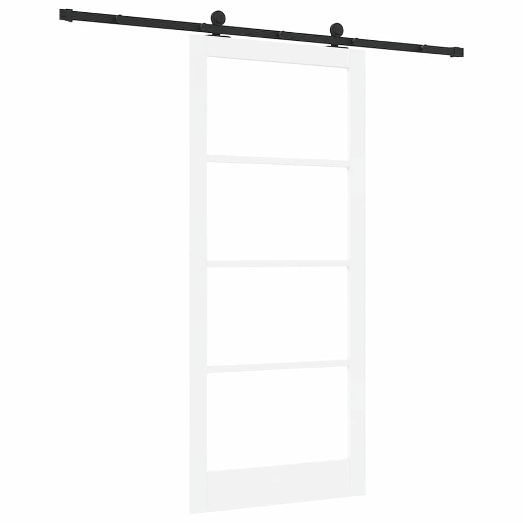 Puerta corredera ORKDAL blanca 93x211cm Madera maciza de pino y cristal con sistema deslizante, hoja de puerta, marco de puerta, marco de puerta, montaje para salones, comedores, deslizamiento