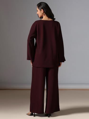 Image of Selvia Women's Regular Fit Top with Trouser Co-Ord Set, Co ord Set for Women Stylish