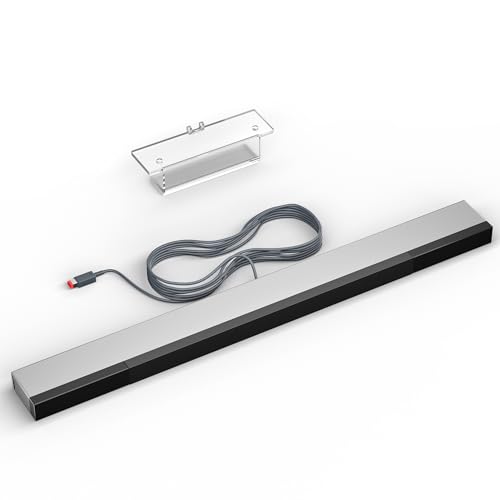 LA NREUCETS Wii Wired Infrared Ray Sensor Bar Replacement Video Game Accessories Compatible with Wii and Wii U Console, Includes Clear Stand