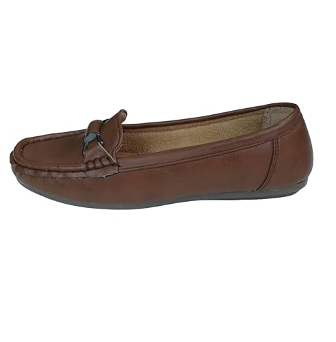 Image of Pluxh Women's Elegant Ballet Flats with Metal Accent | Soft Comfort Slip-On Shoes | Lightweight Everyday Footwear | Flexible Grip Sole | Office, Casual & Work Wear