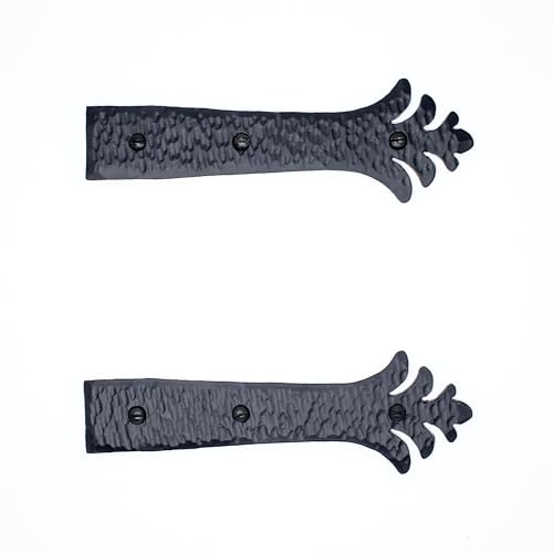 2 Pack 6 inch Faux Decorative Strap Hinge Black Decorative Strap Hinge Wrought Iron Strap Barn Door Strap Hinges Wrought Iron Hinges Shutter Hinges The Ionian Series by Borderland Rustic Hardware