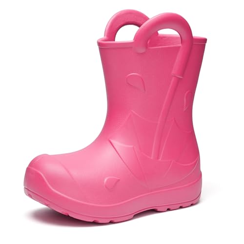 Ladeheid x Camminare Kinder Gummistiefel aus ultraleichtem EVA wasserdicht rutschfest und bequem mit elegant geprägtem Splash-Design aus Wellen Tropfen Regenschirm LA-CA-20 (Rosa 32/33 EU)