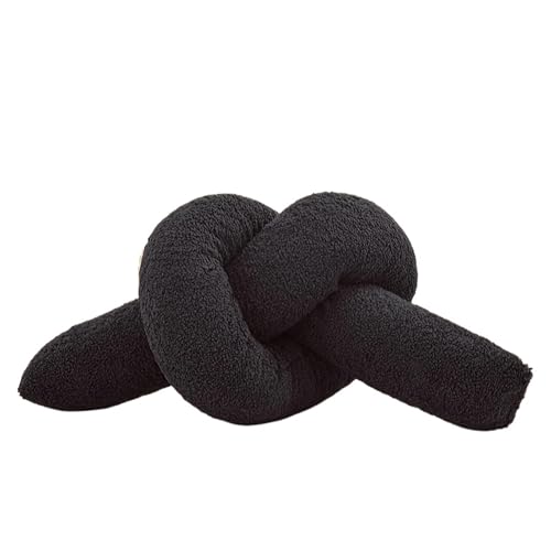 XIUsheUA Cojín Anudado a Mano Almohada de Nudo Larga y Suave for decoración del hogar, Ideal for sofá, Dormitorio, Coche Oficina(Black)