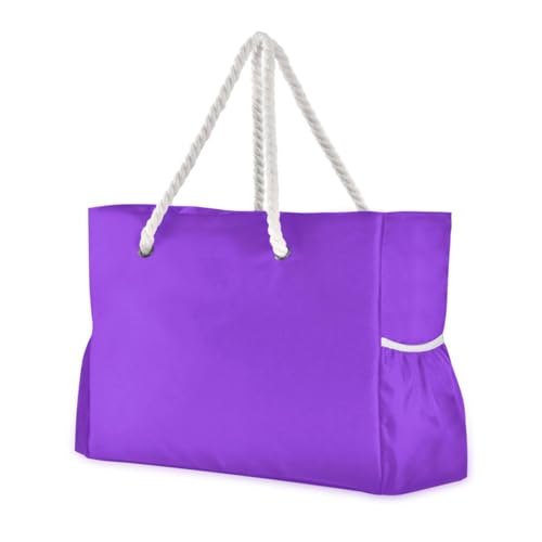 Blue Violet Solid Color Pure Plain Sandproof waterproof beach bag with zipper womens tote bags Good for Travel Pool Swim Beach Vacation Necessities