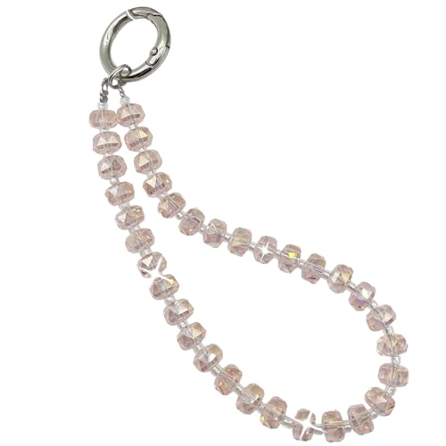 Image of TENOC Beaded Phone Wrist Strap, Pink | Cellphone Lanyard Chain, Sparkling Wristlet Bracelet, For Women