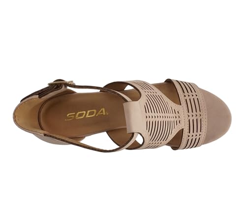 Image of Soda inchNorway inch ~ Women Open Toe Closed Back Counter Cutout Upper Low Block Heel Sandal with Adjustable Ankle Strap