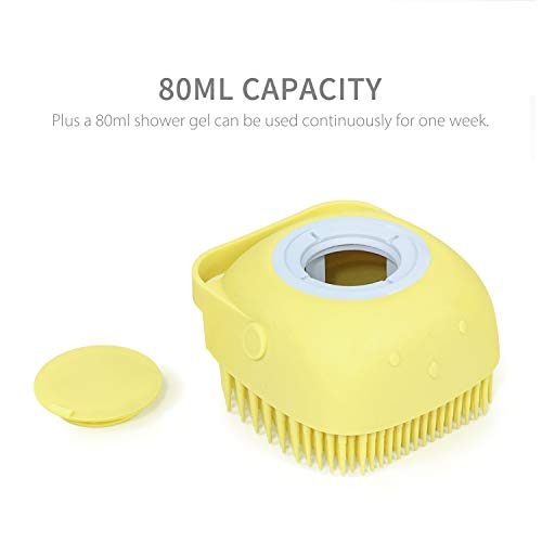 mewmewcat Escova de banho corporal com dispensador de xampu para mulheres. Cerdas de silicone macio,