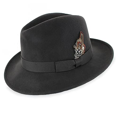 Belfry Bogart 100% Wool Menâ€s Dress Fedora in 5 Colors (XXLarge, Chocolate)