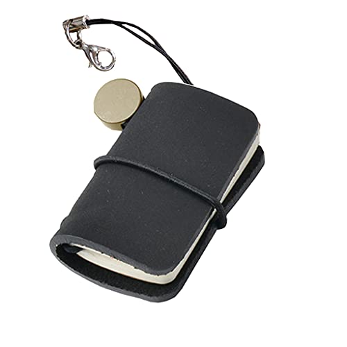 Aabellay Cuaderno de viaje de cuero diminuto diario recargable en miniatura para muñeca Vintage Mini tamaño cuaderno de notas de viajero 4,8 cm x 3,2 cm - negro