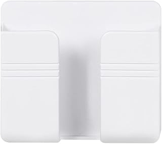 حامل موبايل يثبت على الحائط بدون ثقب، حامل بصندوق تخزين لتنظيم الموبايل والريموت كنترول، حامل للشحن بجانب السرير (أبيض)، ستانلس ستيل