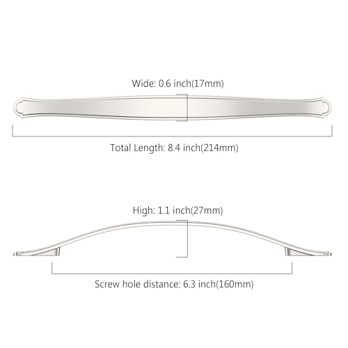 Image of Asidrama 10 Pack 6.3 Inch(160mm) Brushed Satin Nickel Kitchen Cabinet Handles Cabinet Pulls Kitchen Hardware for Cupboard Drawer Pulls