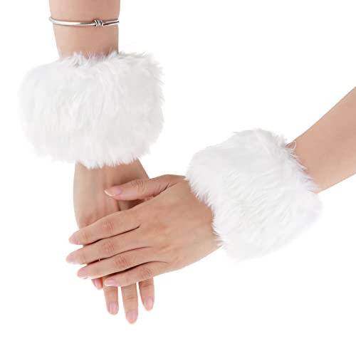 1 Pair Winter Wrist Cuff Warmers Faux Fur Wrist Cuffs Arm Leg Warmers Winter Boot Cuffs Warm Band Ring For Women