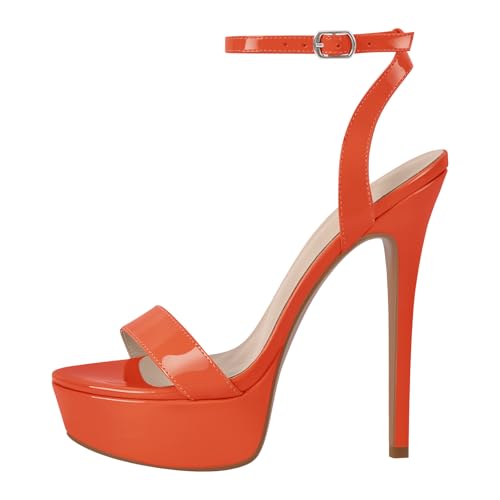 Image of Platform Stiletto High Heels for Women, Round Open Toe Ankle Strap Sexy Heeled Sandals for Wedding Party Dress