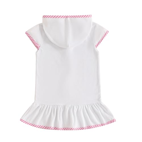 Girls Hooded Terry Coverups One Piece Swimsuits Beach Stripe Trim Zip Up Fly Sleeve Swim Cover Up Swimwear3