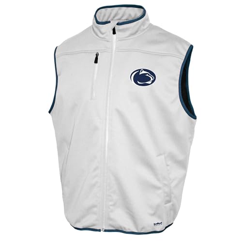 2Bhip NCAA Penn State University Adult Mens College White Mock Neck Softshell Full Zip Sleeveless Vest Jacket