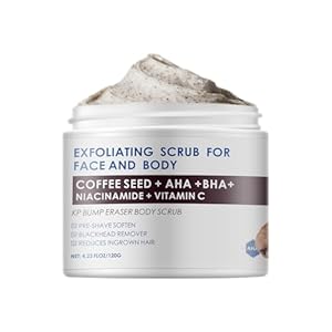 KP Bump Eraser Body Scrub, Coffee Scrub with AHA BHA, Exfoliating Body Scrub for Bikini Area, Body Exfoliator Exfoliant for Chicken Skin Strawberry Leg Scrub