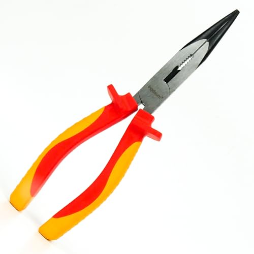 INGDAUM® Spitzzange, abgewinkelt, 8', isoliert gegen 1000 V für den professionellen Elektriker, Kältetechniker und Mechantroniker (Spitzzange abgewinkelt 8')