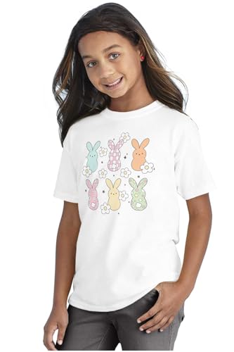 Brisco Brands Colorful Easter Bunny Patterns Girls Kids T Shirt Tees4