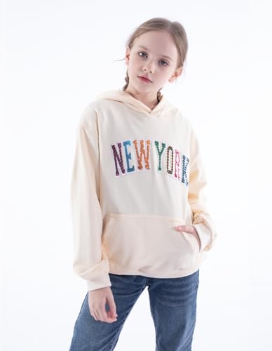 Image of WELAKEN Girls New York Hoodies Sweatshirts Long Sleeves Pullover Tops
