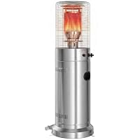 Outsunny 13 kW Gas Patio Heater with Stepless Heat Control, Silver | Stainless Steel Portable Propane Outdoor Heater, Pulse Ignition, Protective Mesh, Tip-over Protection, 2 Wheels for Garden