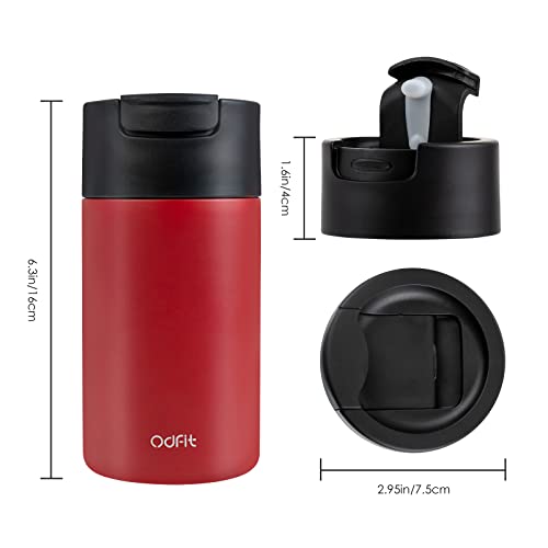 Travel Coffee Mug Flip Lid | Reusable Stainless Steel Insulated Vacuum Tumbler | 14 Oz Leak Proof & Spill Proof | Powder Coated Cups For Ice Drinks Or Tea | Classic Red #TOP7