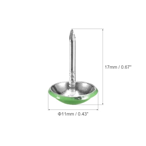 QUARKZMAN 40 Stück Polsternägel, 11 mm x 17 mm, runder Kopf, dekorative Reißzwecken, Reißnägel für Möbel, Sofa Kopfteile, Grün