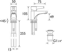 Bristan DUL BAS C Design Utility Lever Basin Mixer - Chrome Plated - Image 2