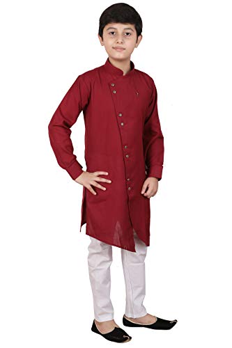 Boy's Indian Kurta Set for Boys | Kids Ethnic Wear | Traditional Party Wear Dress | Pack of 1set (Wine, 4-5 Years)2