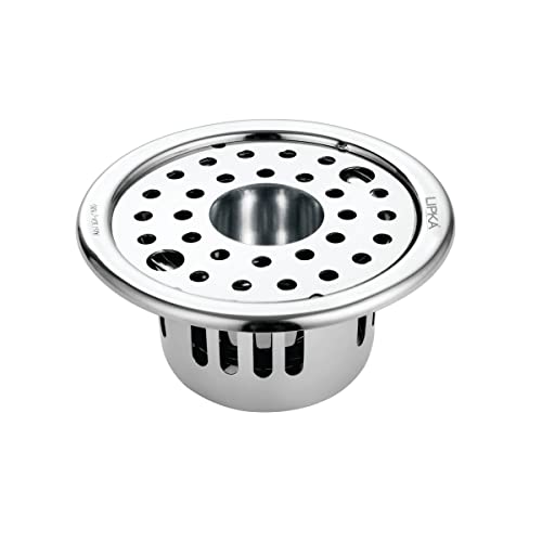 Image of LIPKA Round Floor Drain |304-Grade Stainless Steel |5 Inches| with Cockroach Trap /Jali, Lock & Hole|
