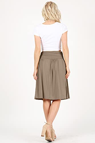 Image of Simlu Skirts for Women Regular and Plus Size Skirt with Pockets Below The Knee Length Ruched Flowy Midi Skirt