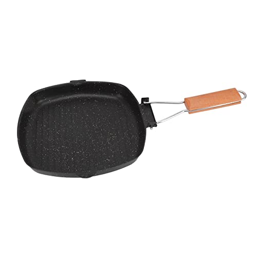 MOUMOUTEN Folding Handle Induction Skillets, Square Nonstick Griddle Pan Frying Pan, Stovetop Grill Pan for Grilling Bacon, Steak, Fish and Meats(24 * 24cm)